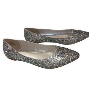 David's Bridal Silver Rhinestone Pointed-Toe Flats